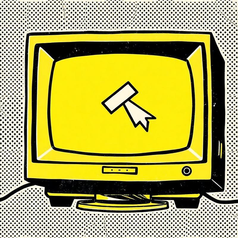 Illustration eines Retro-Computers im Siebdruck-Stil